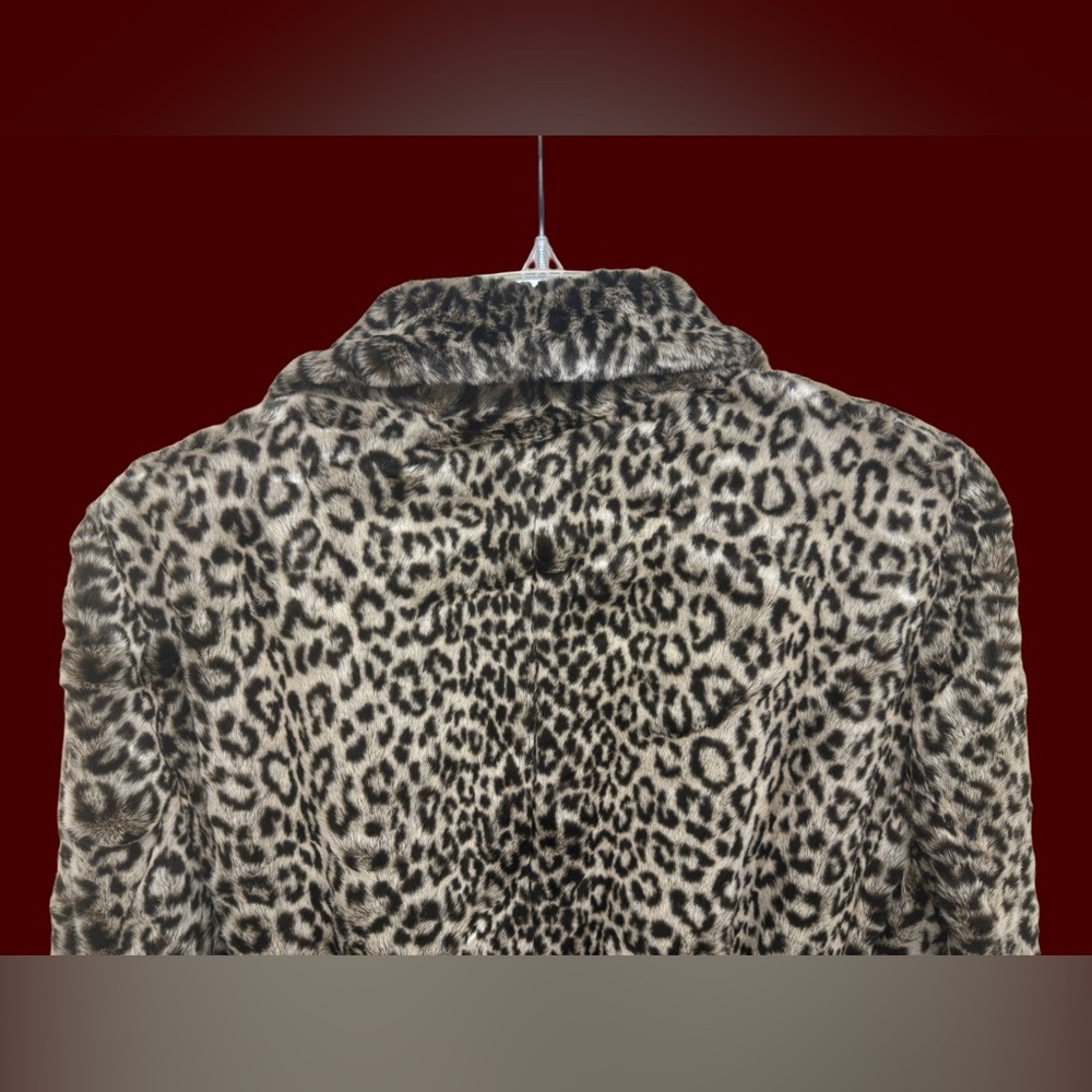 Calvin Klein Animal Print Faux Fur Coat with Brown Leatherette Belt - Picture 5 of 16